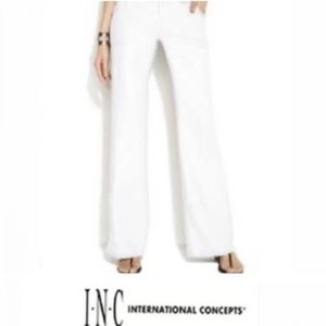 I.N.C International White Wide Leg Linen Pants